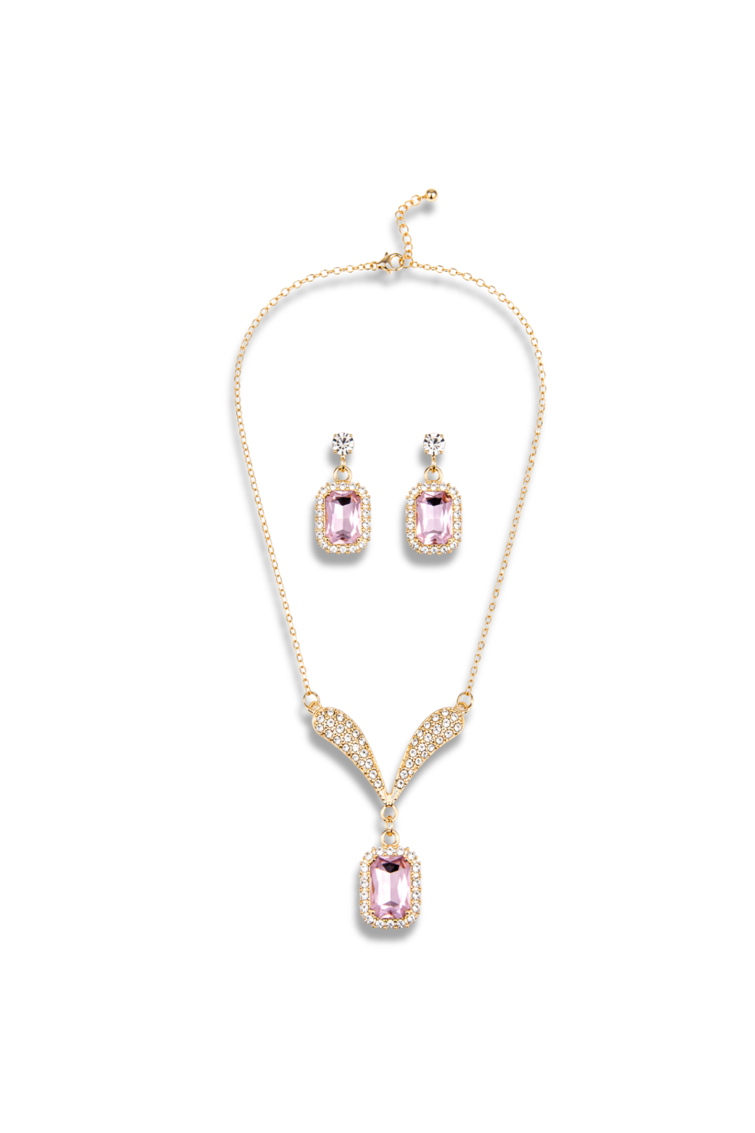 Rectangle Necklace And Earring Set
