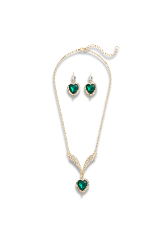 Heart Shaped Necklace And Earring Set