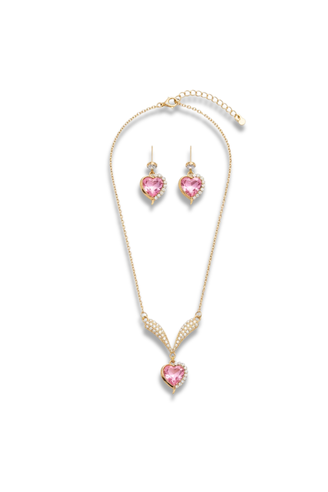 Heart Shaped Necklace And Earring Set