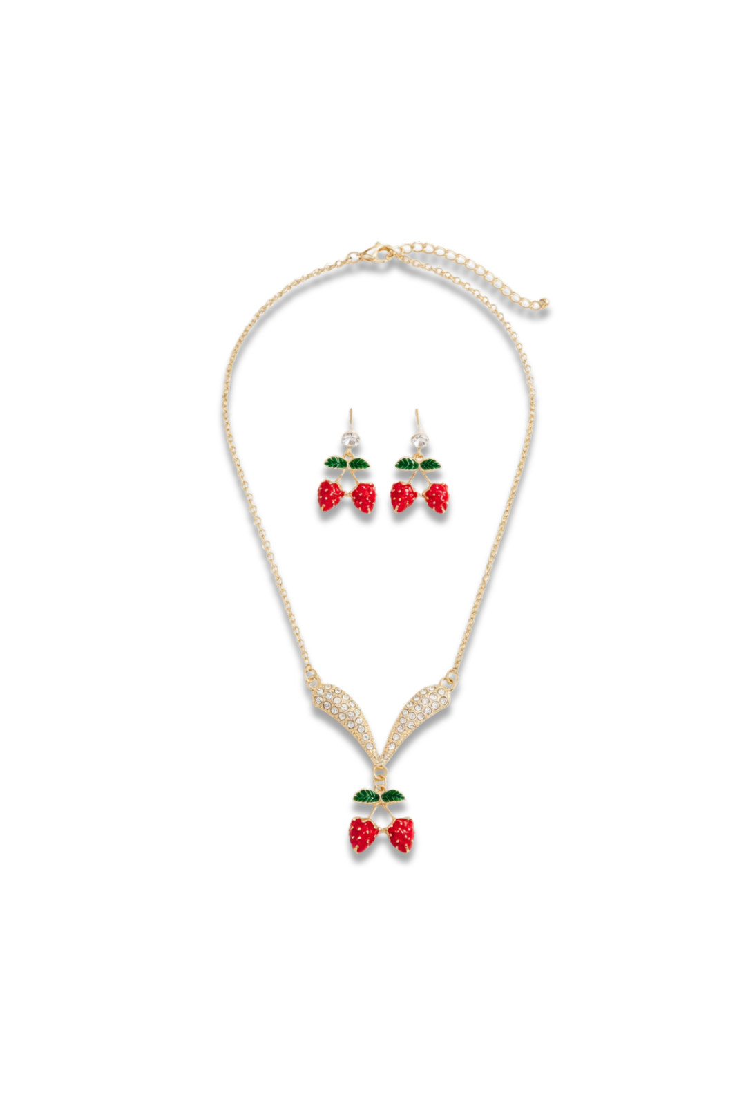 Cherry Necklace And Earring Set