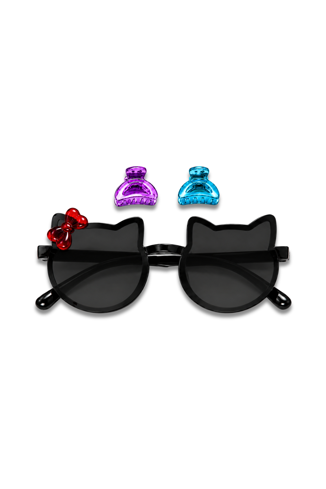 Cat Shape Sunglasses with Hair Clips
