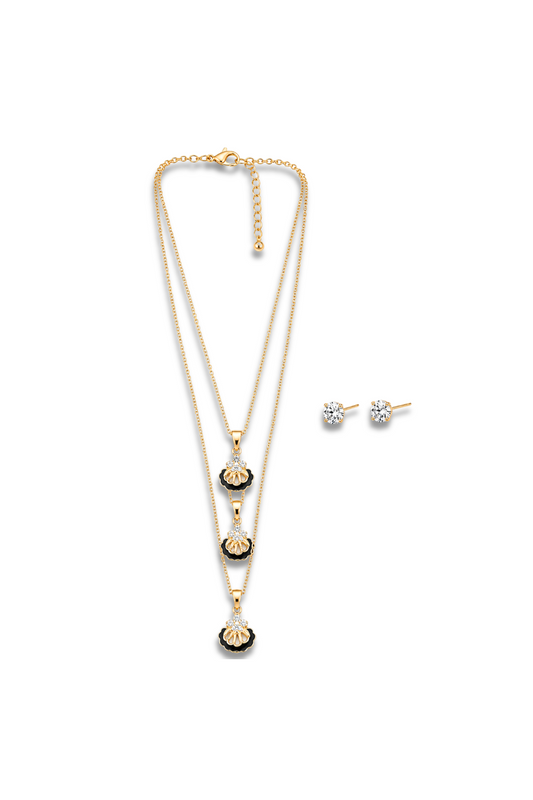 Shell Layered Necklace And Earring Set