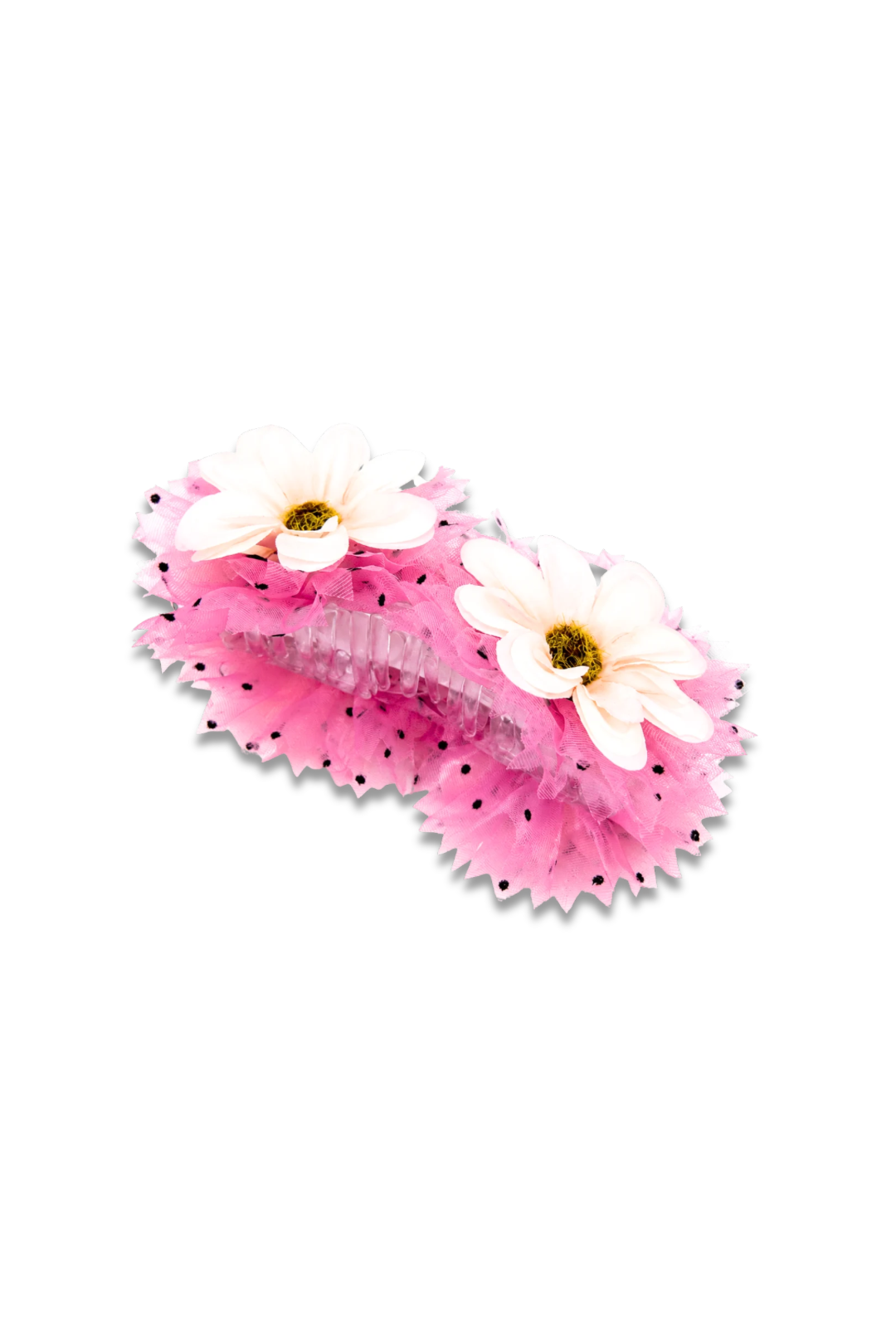 Floral Polka Dot Ruffle Hair Claw Clip