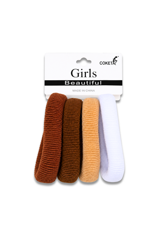 4 Piece Neutral Ribbed Hair Tie Set