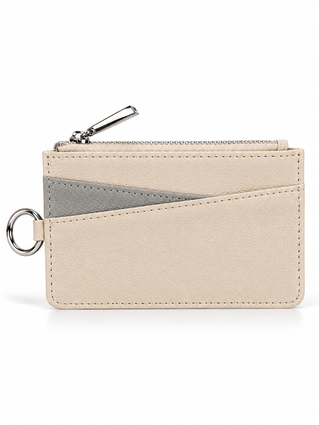 Pebbled Zip Card Holder with Keyring