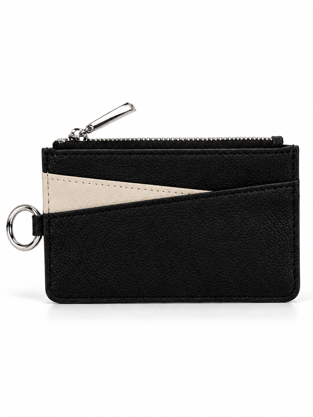 Pebbled Zip Card Holder with Keyring