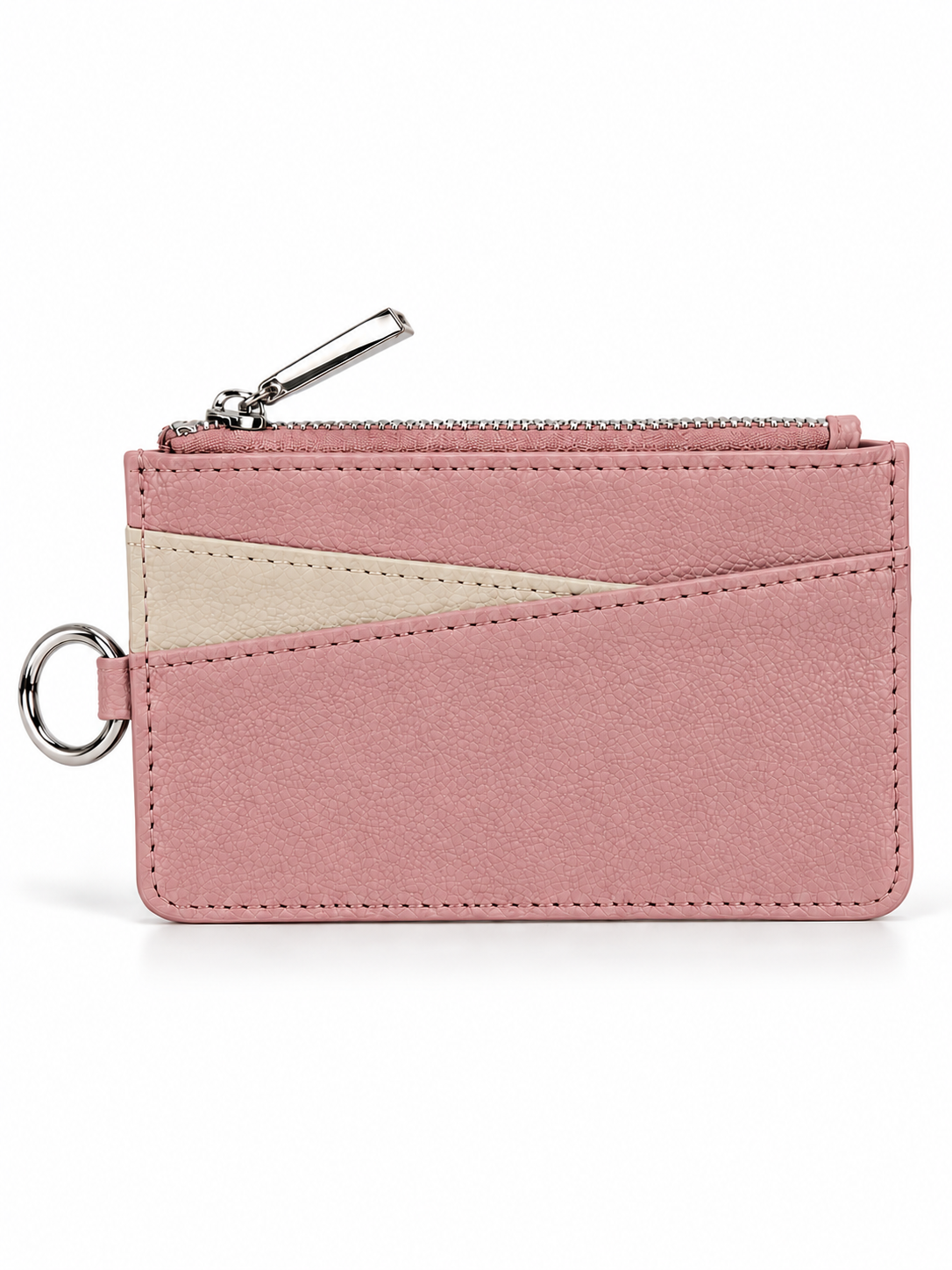 Pebbled Zip Card Holder with Keyring