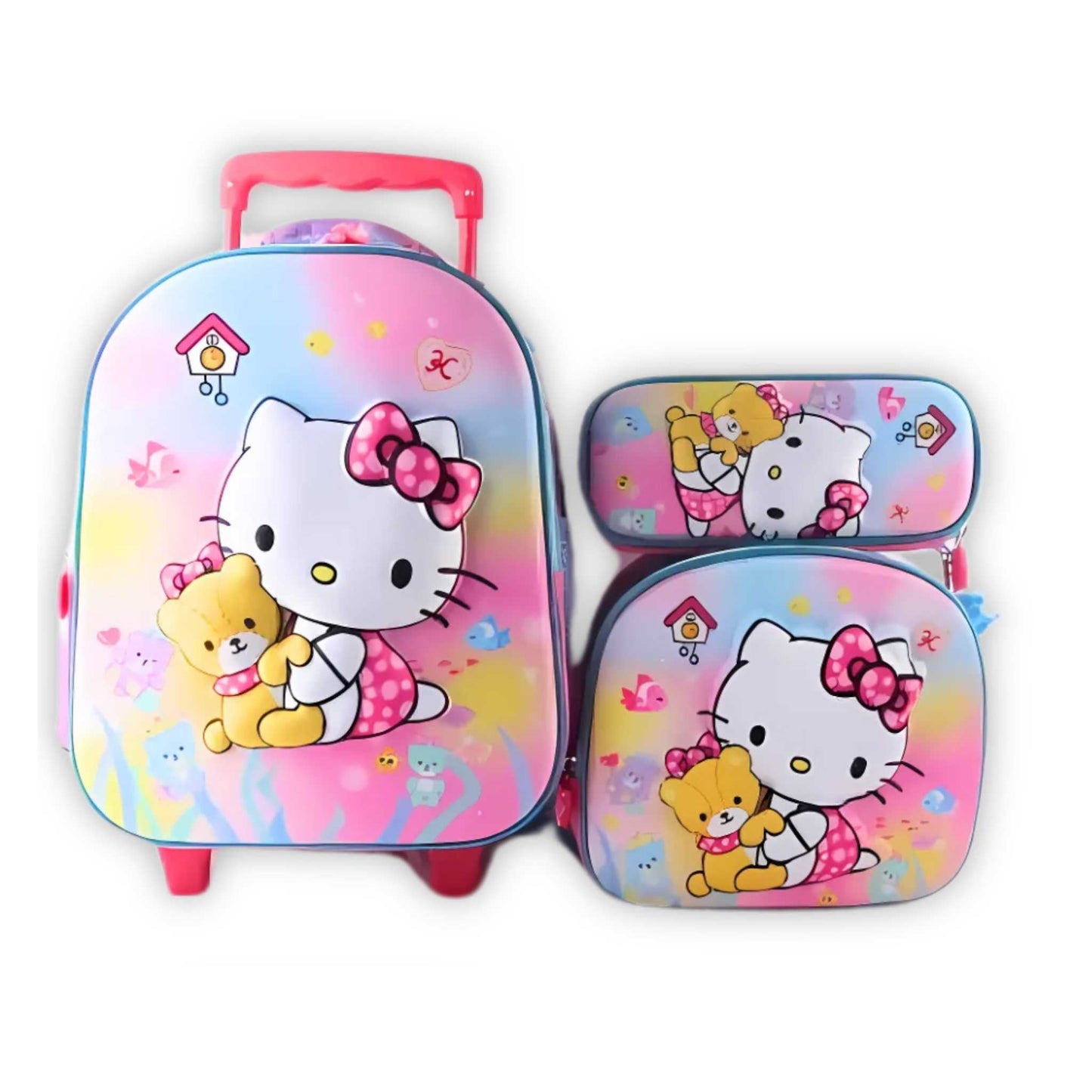 Hello Kitty 3 Piece Trolley Backpack Set