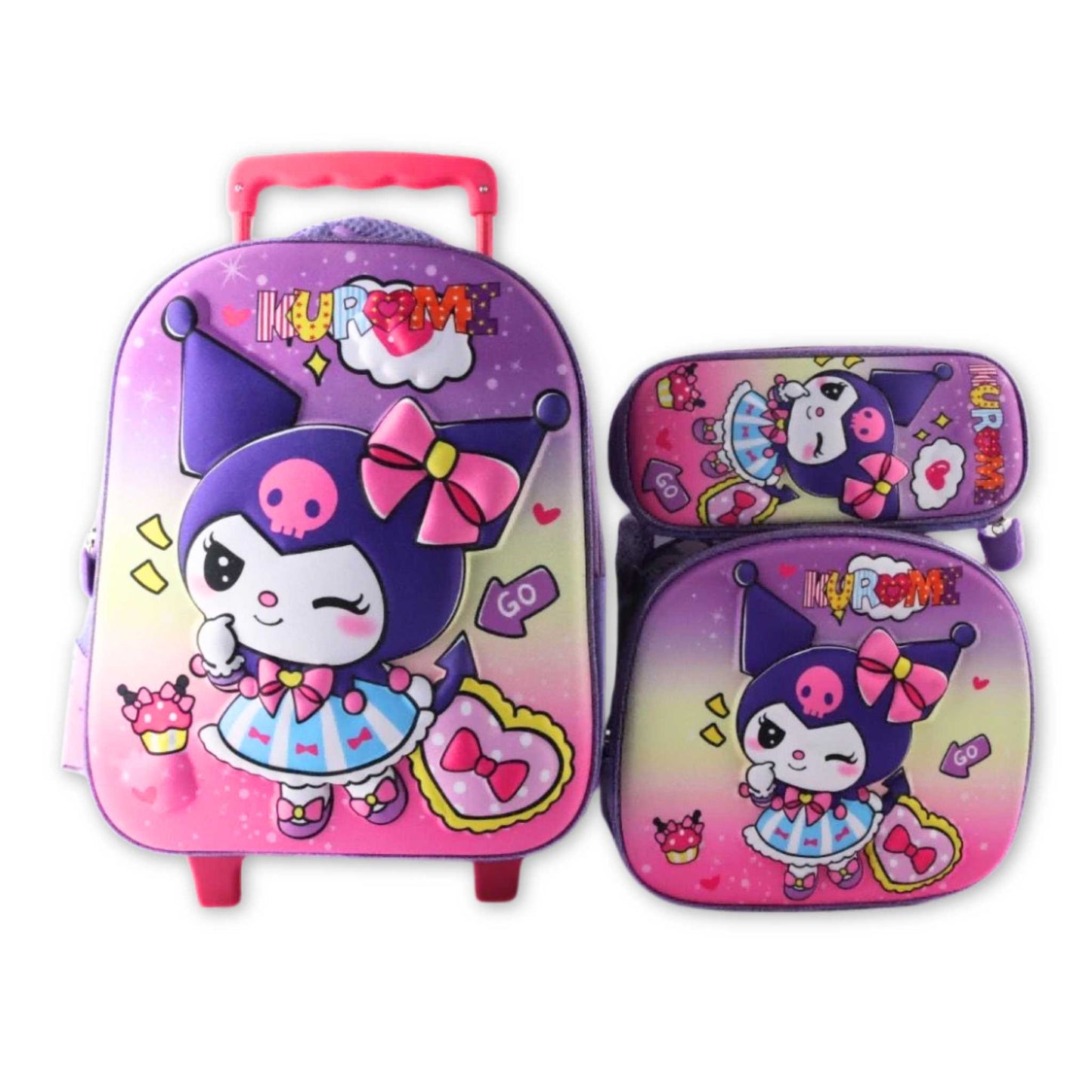 Kuromi 3 Piece Trolley Backpack Set