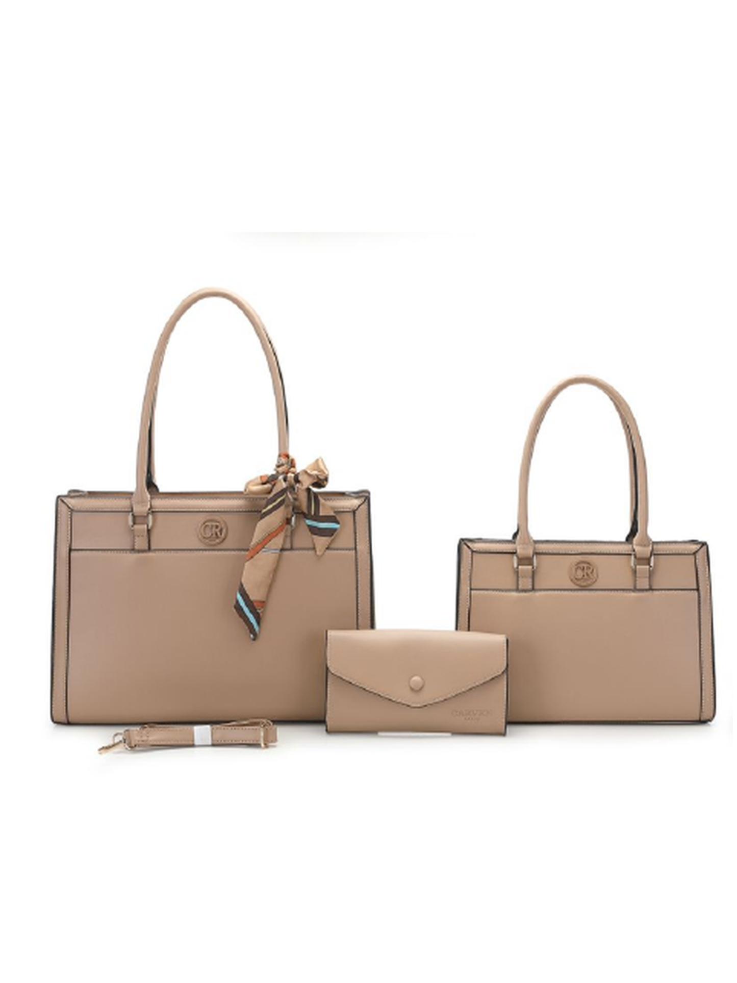 Elegant 3-Piece Textured Tote Handbag & Wallet Set