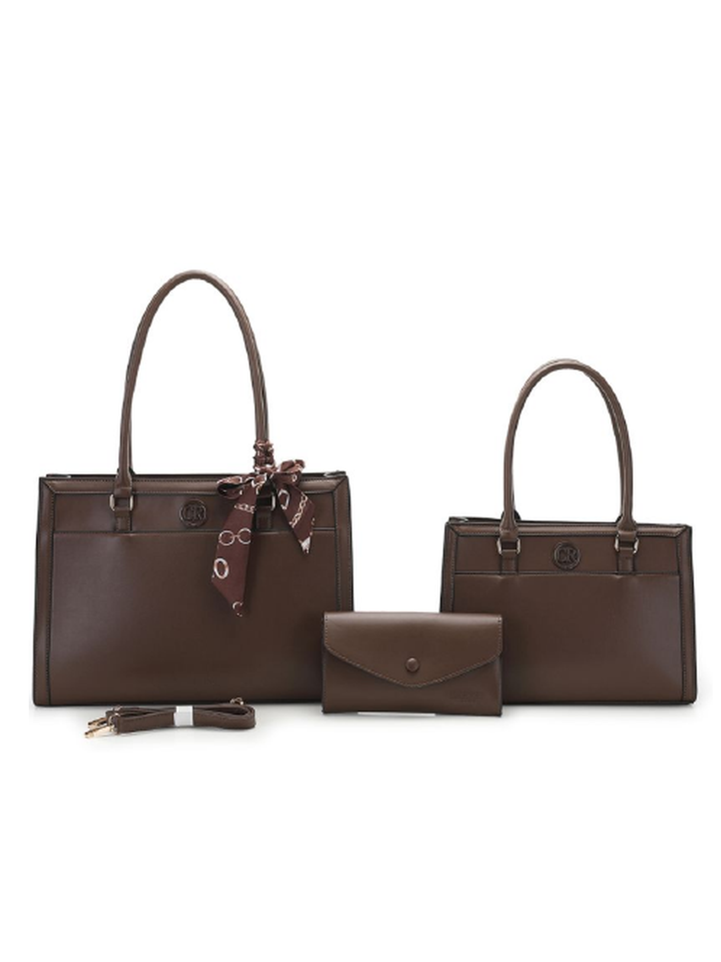 Elegant 3-Piece Textured Tote Handbag & Wallet Set