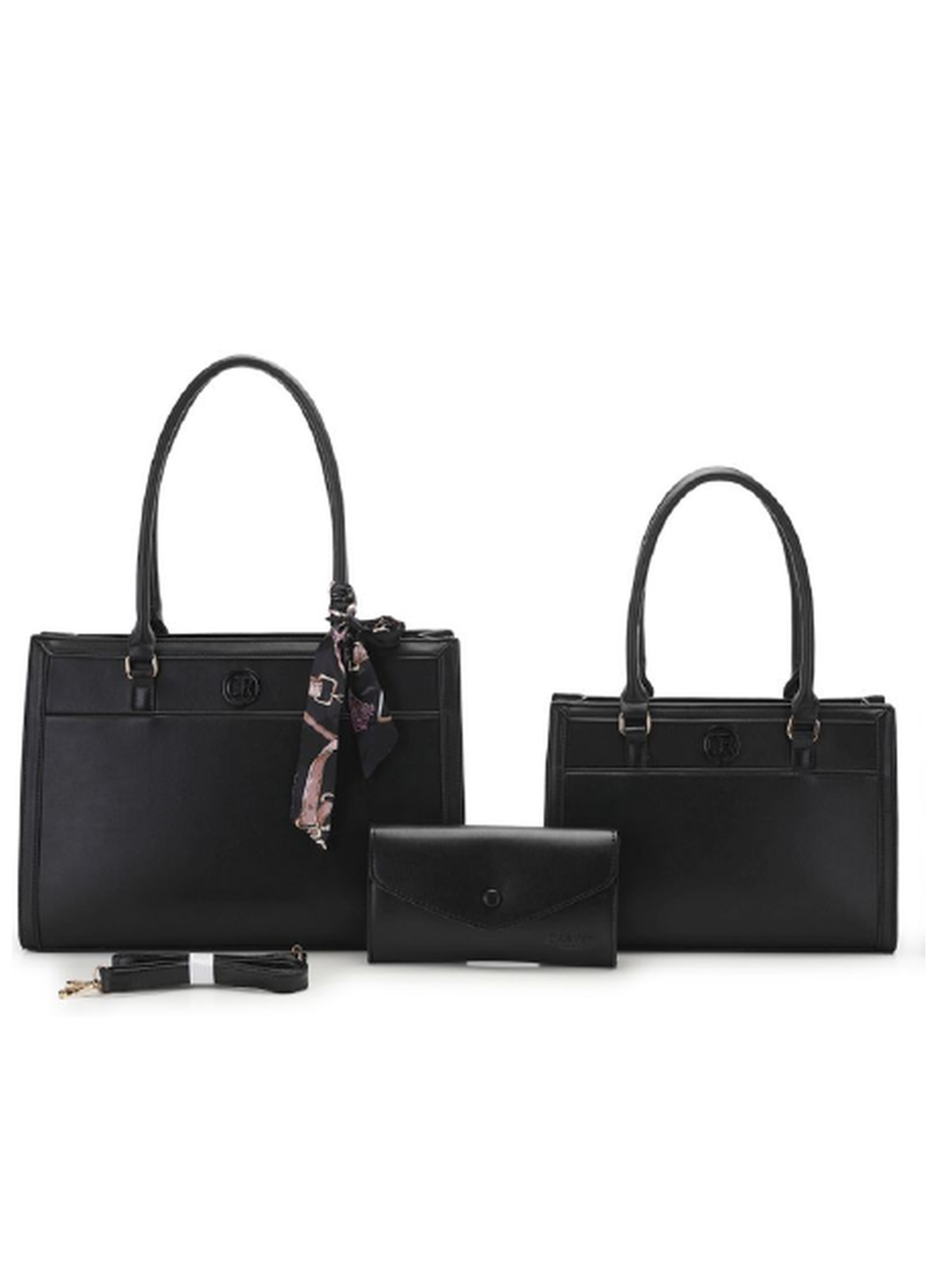 Elegant 3-Piece Textured Tote Handbag & Wallet Set
