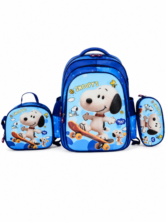 G 1007 Boys Snoopy Kids 3-Piece School Backpack Set- Backpack Lunch bag and Pencil case