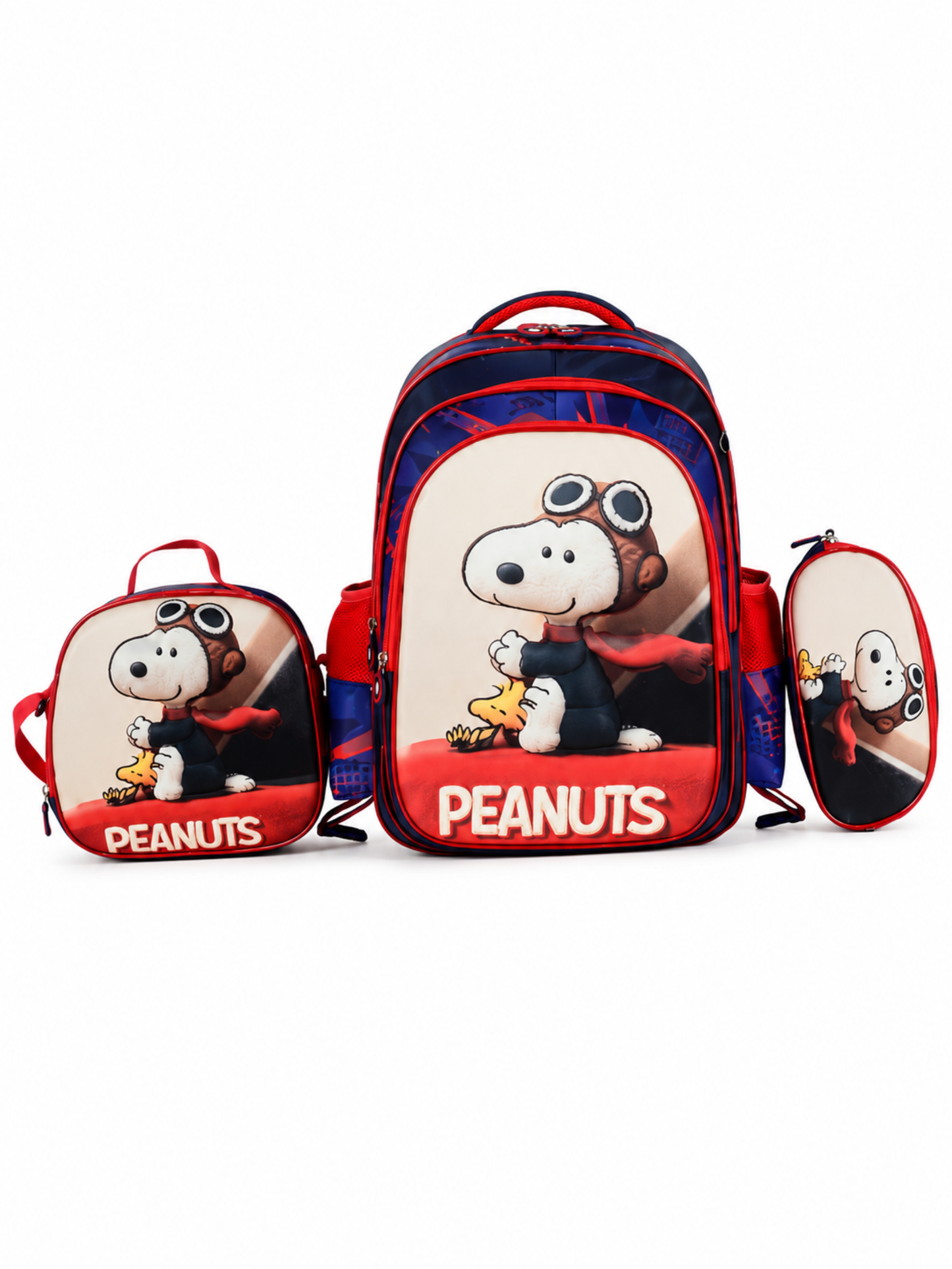 G 1007 Boys Snoopy Kids 3-Piece School Backpack Set- Backpack Lunch bag and Pencil case