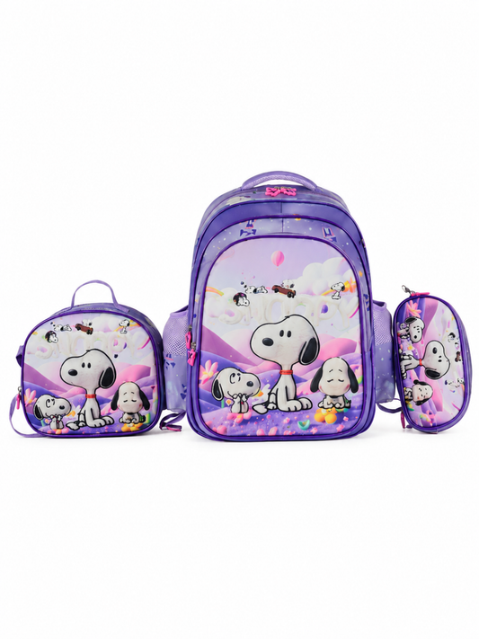 G 1007 Girls - Snoopy Kids 3-Piece Backpack Set - Lunch bags & Pencil Case