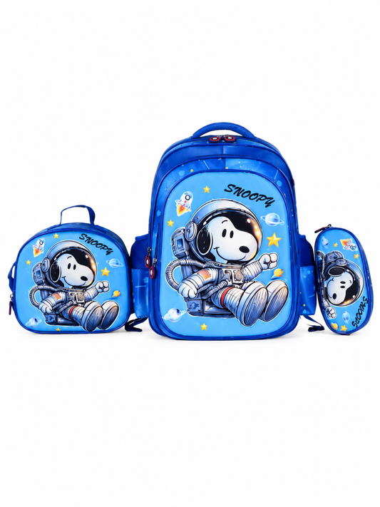 G 1007 Boys Snoopy Kids 3-Piece School Backpack Set- Backpack Lunch bag and Pencil case