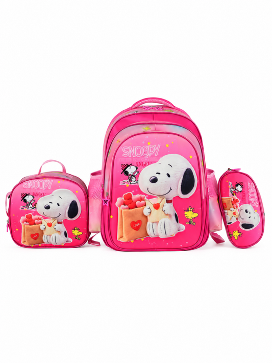 G 1007 Girls - Snoopy Kids 3-Piece Backpack Set - Lunch bags & Pencil Case