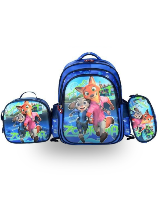 Boys - Kids 3-Piece LED School Backpack Set - Fox & Bunny Design