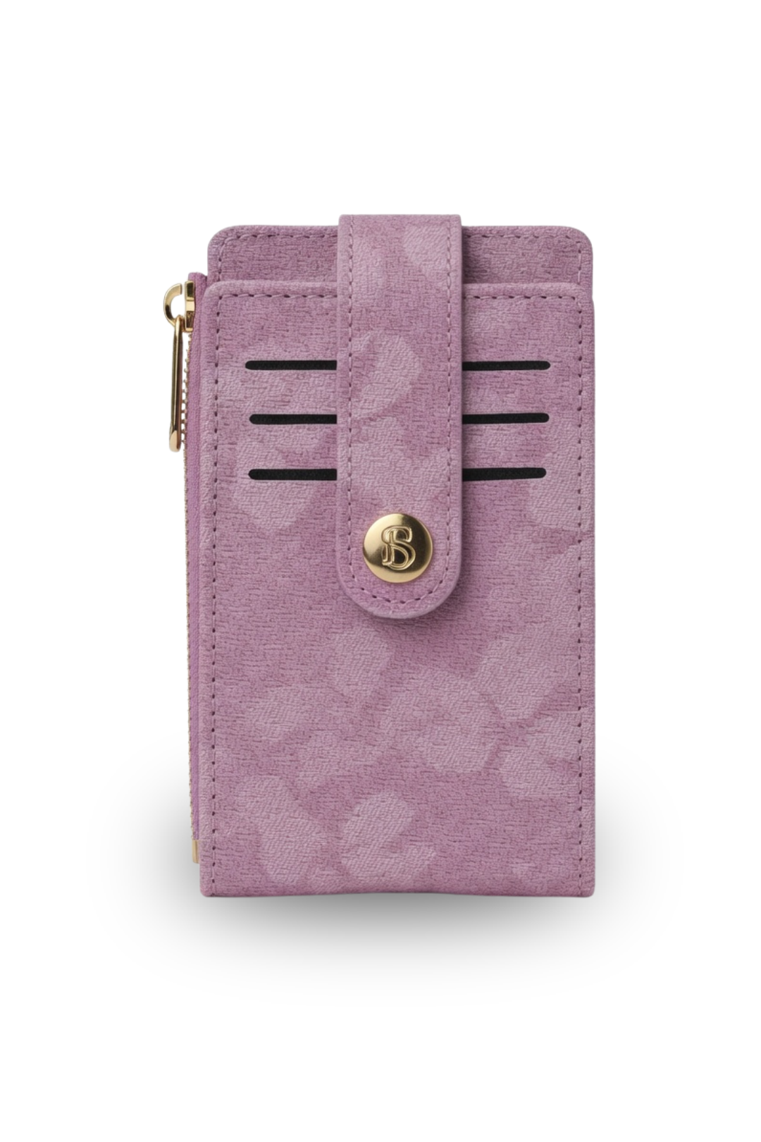 Floral Textured Snap Card Wallet