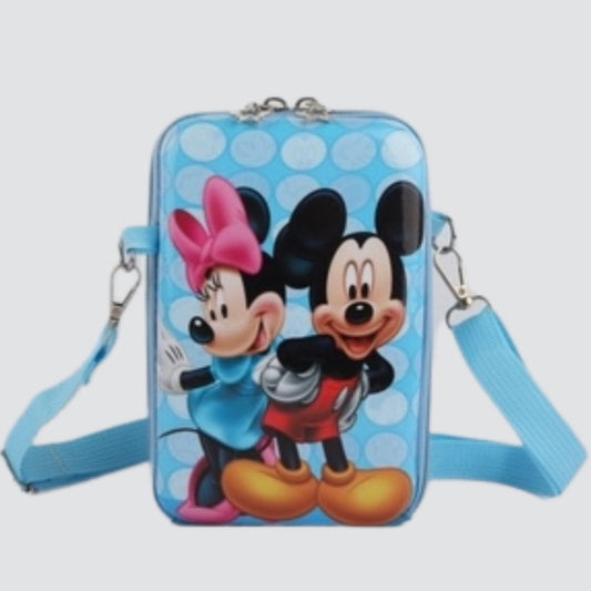 Blue Rectangular Mickey & Minnie Mouse Crossbody Bag