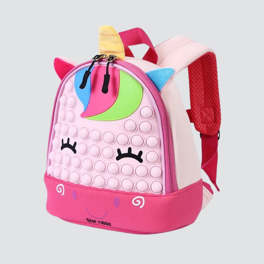 Pink Unicorn Mini Backpack with Front Popit Detail