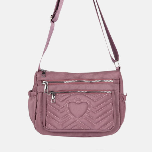 Purple A1106 Heart Crossbody Bag