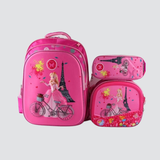 Pink Paris 3 piece backpack set