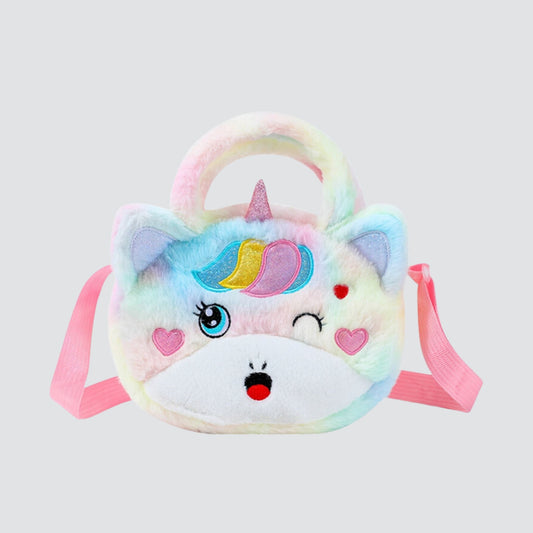 Multicoloured Unicorn Cat Ears Plush Handbag / Crossbody