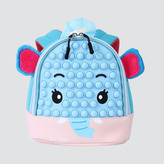 Blue Elephant Mini Backpack with Front Pop It Detail 