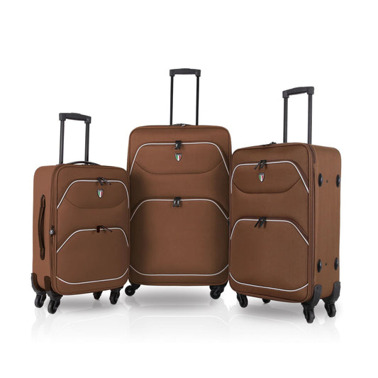 Tucci Brown Softside Luggages <br><span style= "color:#FF0000;"><strong> Prices Coming Soon </strong></span>