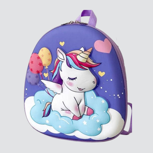 Purple 3D sleeping unicorn backpack