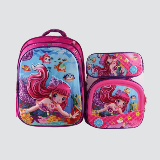 Pink Mermaid 3 piece backpack set