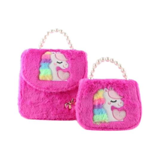 G314 Fluffy Unicorn Handbag / Crossbodys