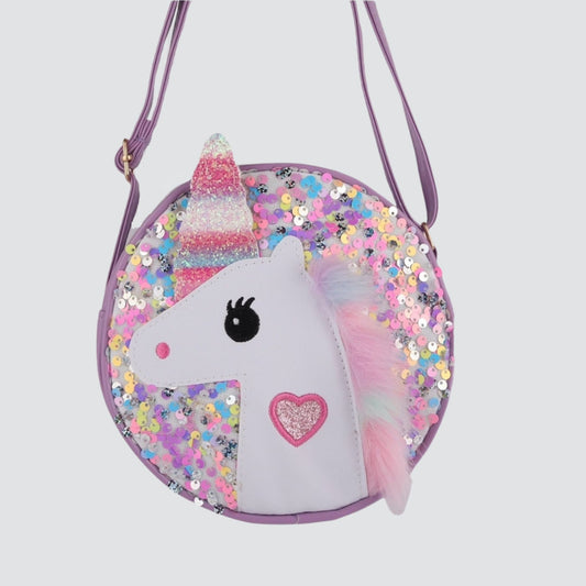 Purple Crossbody with Unicorn Face and Colourful Sequins